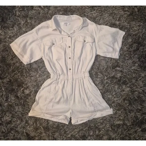 Frame Arie Utility Linen-Blend Romper - Picture 4 of 9